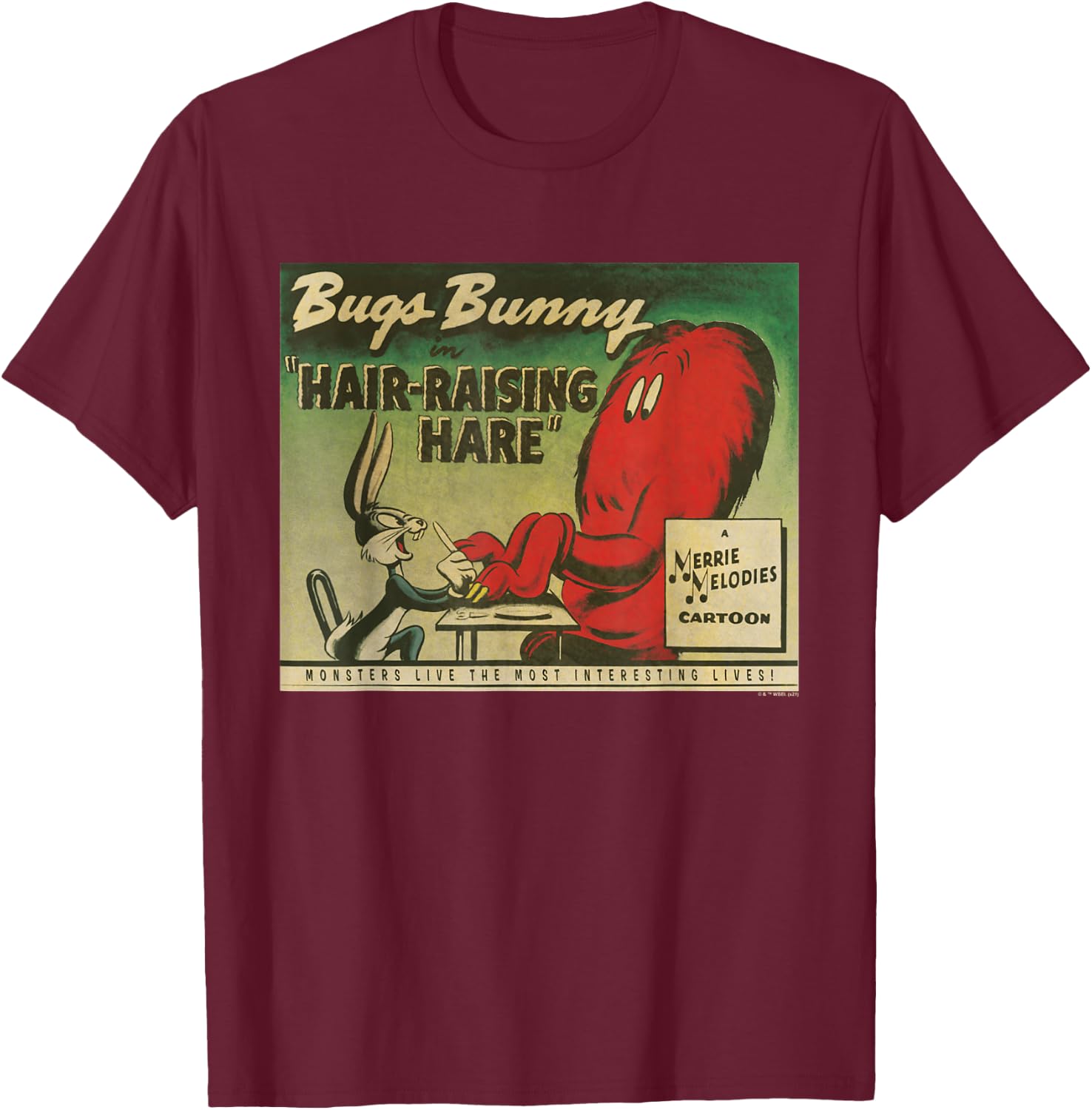 Looney Tunes Bugs Bunny Hair-Raising Hare T-Shirt - T-Shirt | Maroon