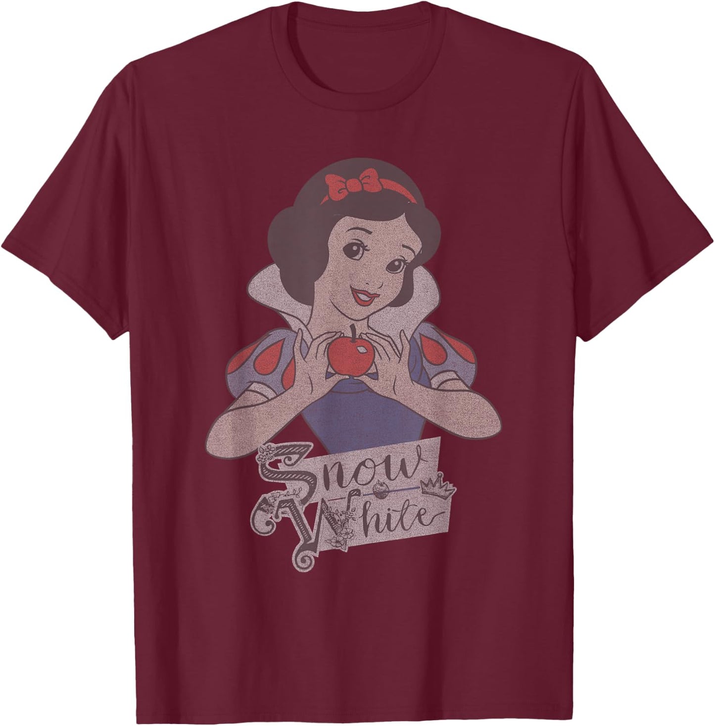 Disney Princess Snow White Holding An Apple T-Shirt - T-Shirt | Maroon