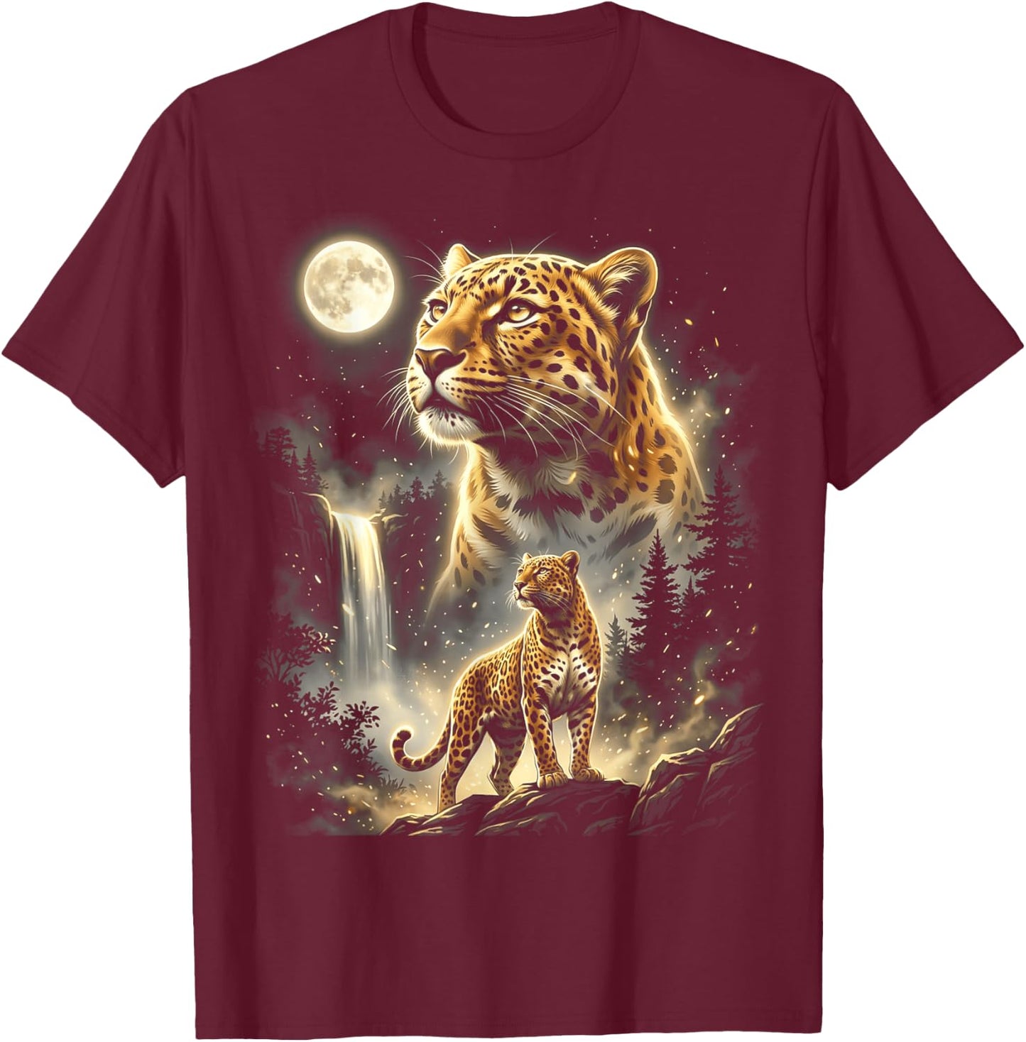 Jaguar Howling At The Moon T-Shirt - T-Shirt | Maroon