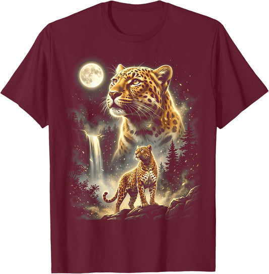 Jaguar Howling At The Moon T-Shirt - T-Shirt | Maroon