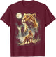 Jaguar Howling At The Moon T-Shirt - T-Shirt | Maroon