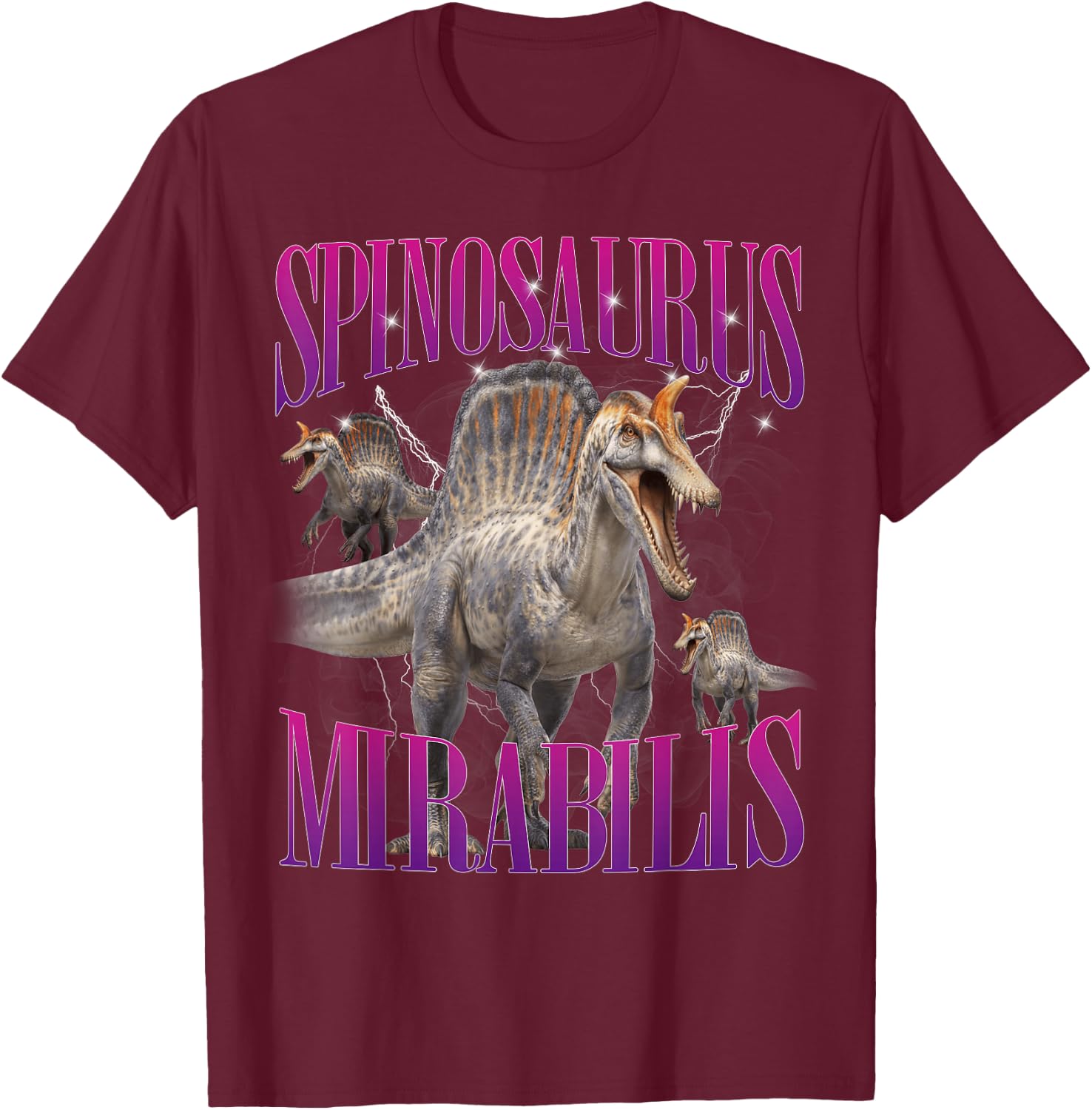 Spinosaurus Mirabilis Dinosaur Prehistoric Creature T-Shirt - T-Shirt | Maroon