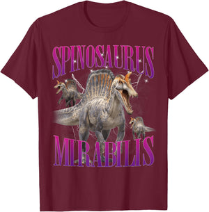 Spinosaurus Mirabilis Dinosaur Prehistoric Creature T-Shirt - T-Shirt | Maroon