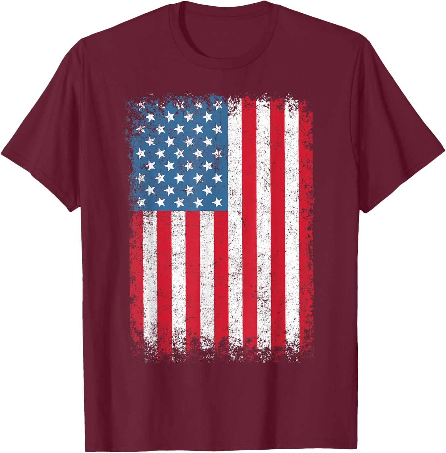 USA Women Men Kids Patriotic American Flag July 4th , black T-Shirt - T-Shirt | Maroon