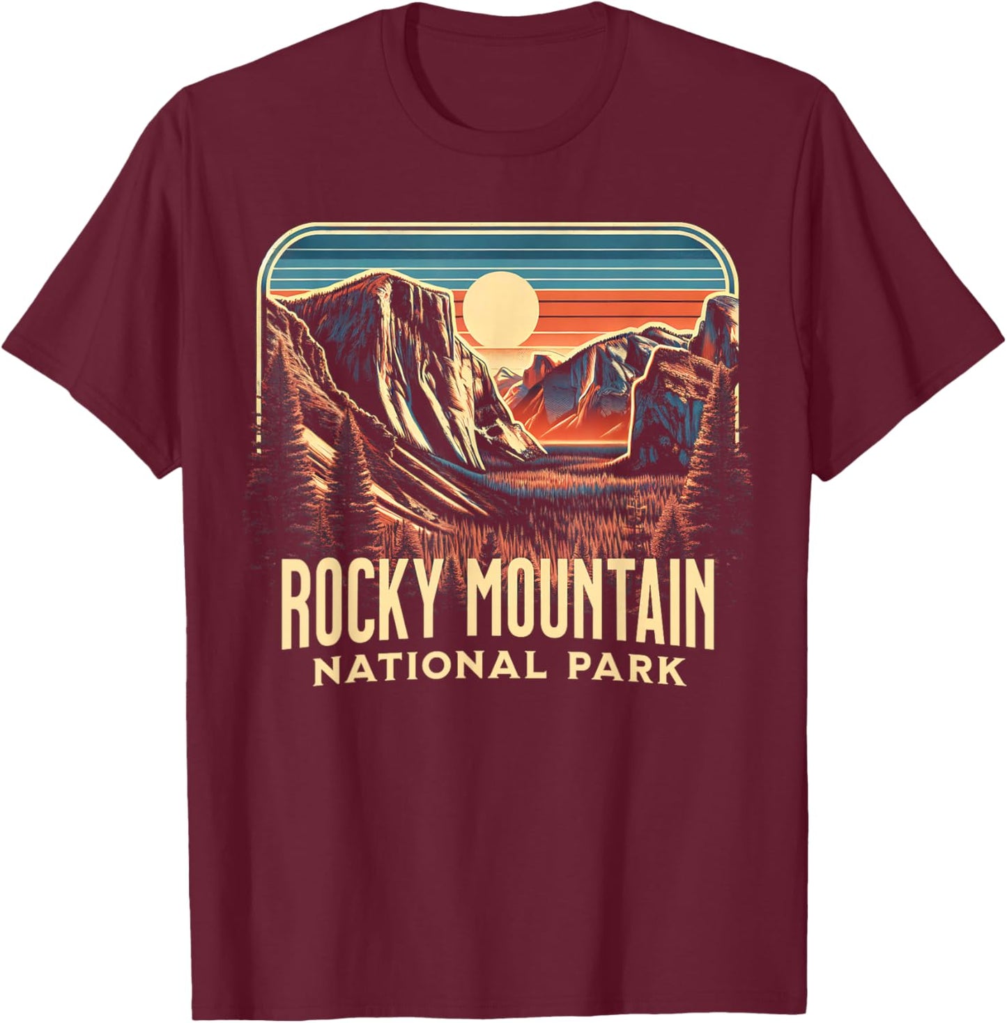 Rocky Mountain National Park , Small, Blue T-Shirt - T-Shirt | Maroon
