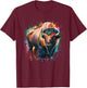 Bison Men's Women's Colourful Watercolour Bison T-Shirt - T-Shirt | Maroon
