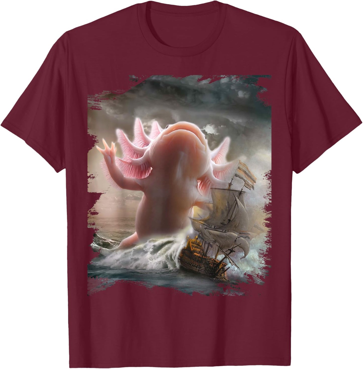 Giant Axolotl Sea Monster Kraxolotl T-Shirt - T-Shirt | Maroon