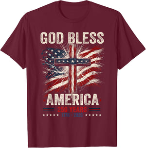 Patriotic Christian 1776 2026 250 Years Faith God Religious T-Shirt - T-Shirt | Maroon