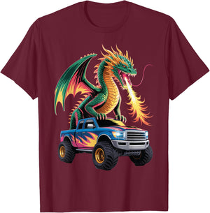 Dragon Monster Truck Art T-Shirt - T-Shirt | Maroon
