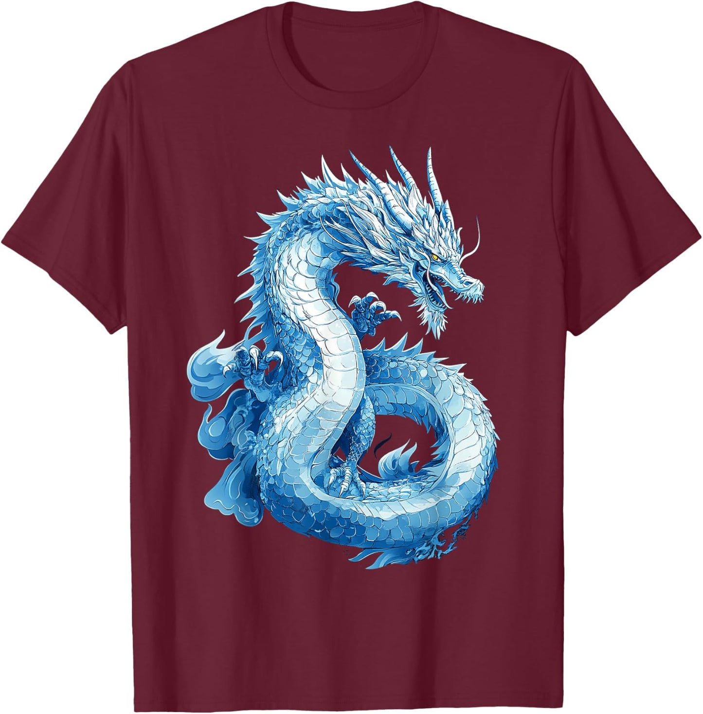 Ice Dragon Graphic Mythical Illustration Ice Dragon T-Shirt - T-Shirt | Maroon
