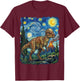 Pachycephalosaurus Starry Night T-Shirt - T-Shirt | Maroon