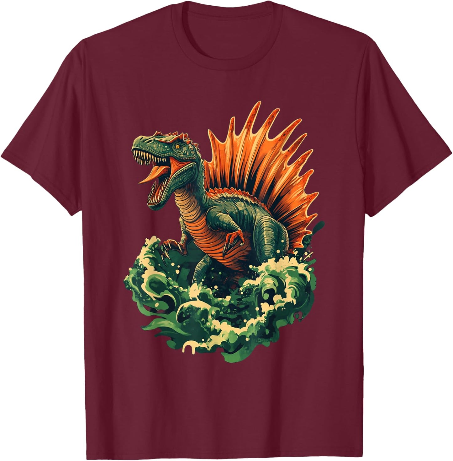 Cool Spinosaurus Graphic Dinosaur Dino Lover T-Shirt - T-Shirt | Maroon