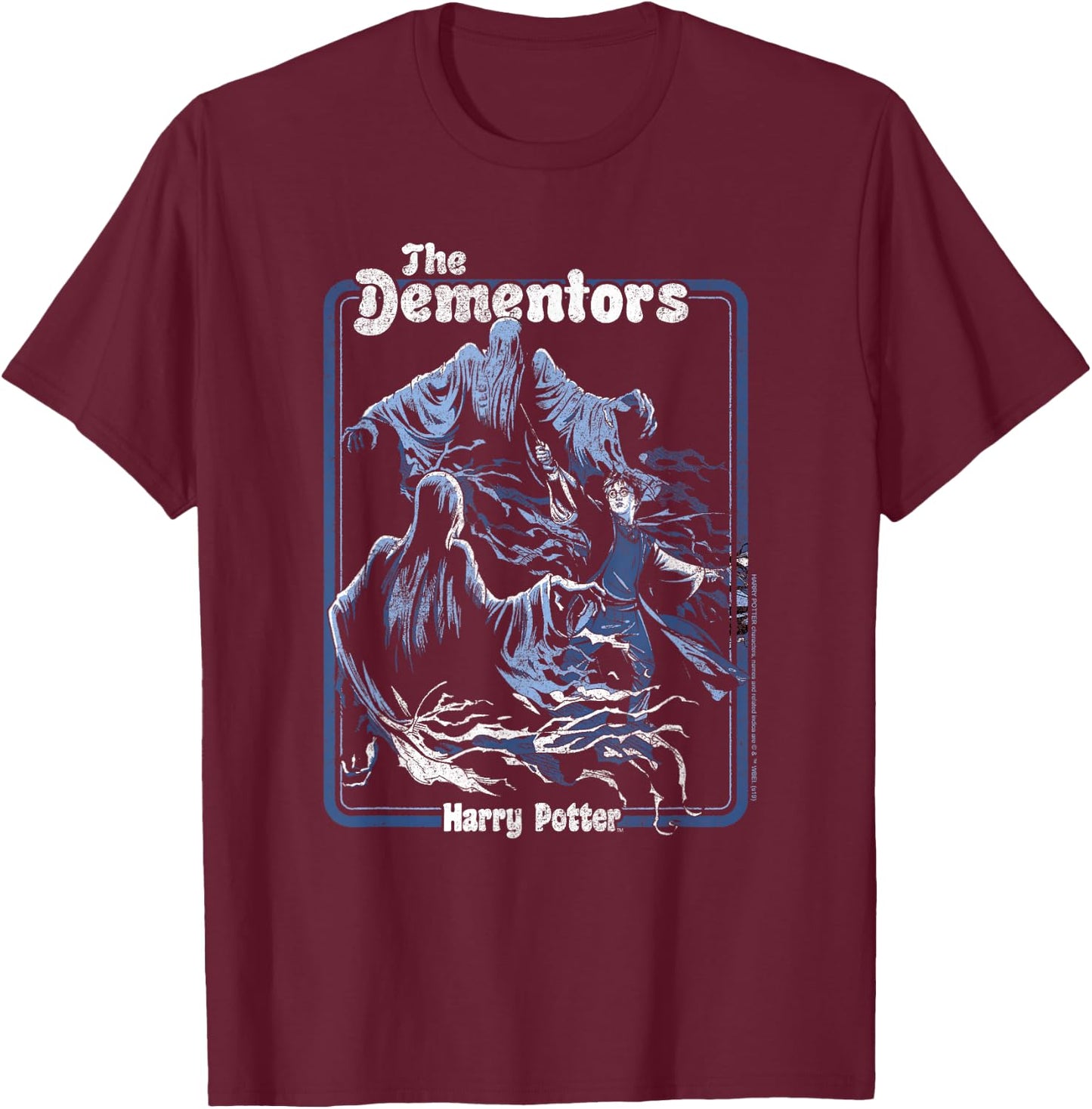 Harry Potter Dementors Kiss Vintage - Black, Classic Fit, , Short Sleeve T-Shirt - T-Shirt | Maroon
