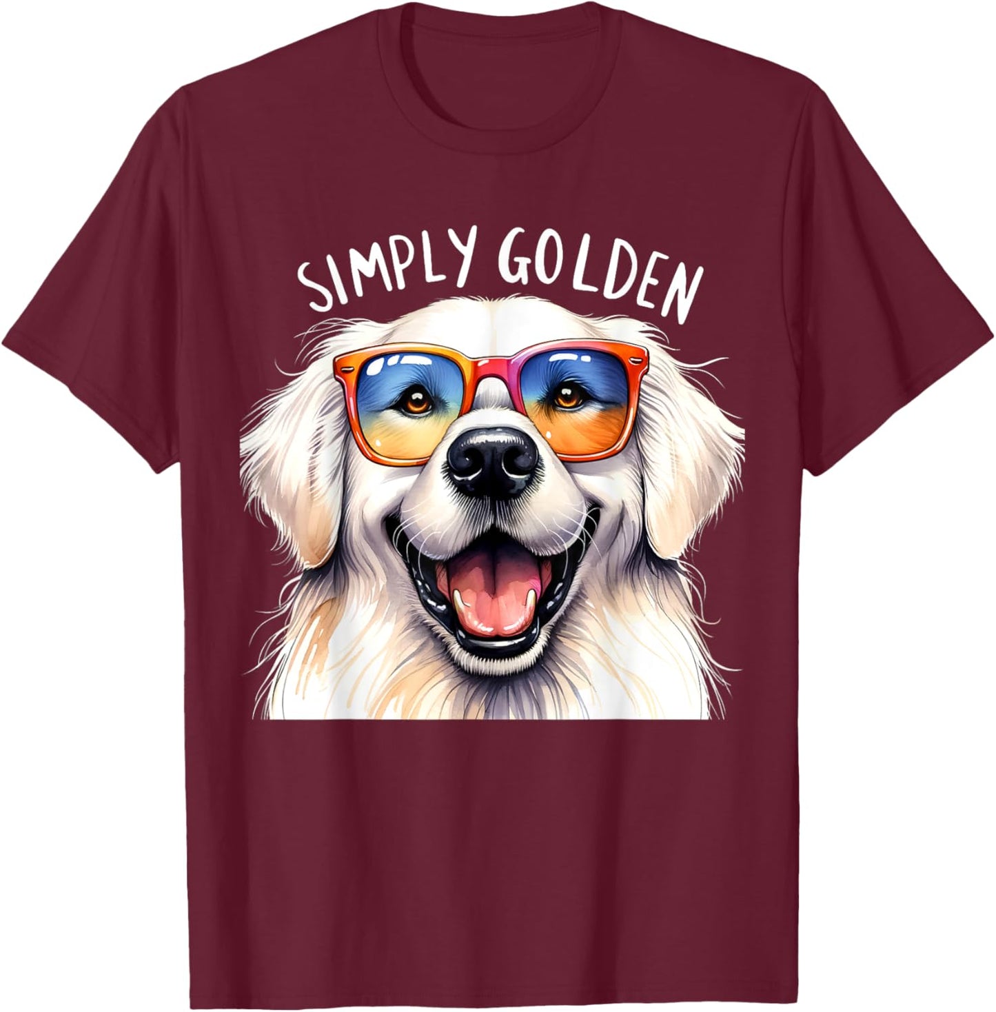 White English Cream Golden Retriever Cute Dog Simply Golden Men Women Girls Kids T-Shirt - T-Shirt | Maroon