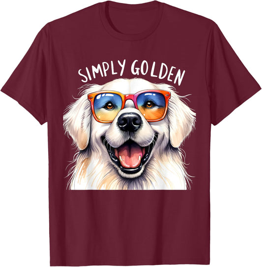 White English Cream Golden Retriever Cute Dog Simply Golden Men Women Girls Kids T-Shirt - T-Shirt | Maroon