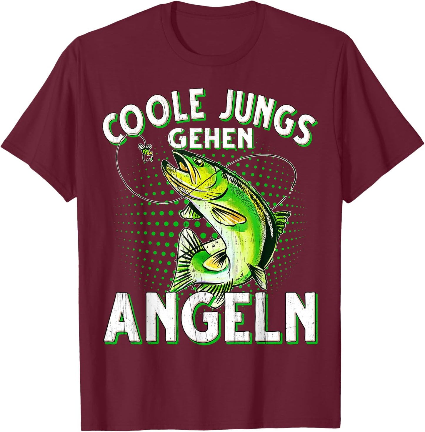 Cool Boys Going Fishing Fishing Fishing , black, s T-Shirt - T-Shirt | Maroon