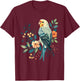 Budgie Parakeet Bird Mom Budgerigar Parrot Vintage Flower T-Shirt - T-Shirt | Maroon
