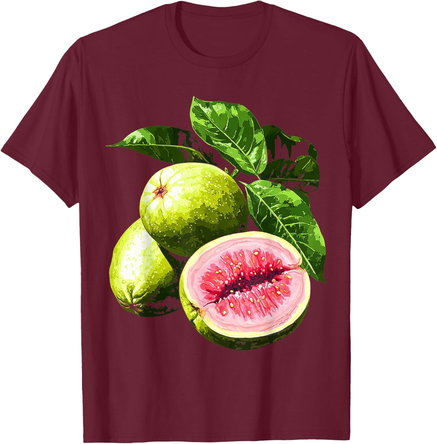 Guava Fruit Graphic Artwork Guava T-Shirt - T-Shirt | Maroon