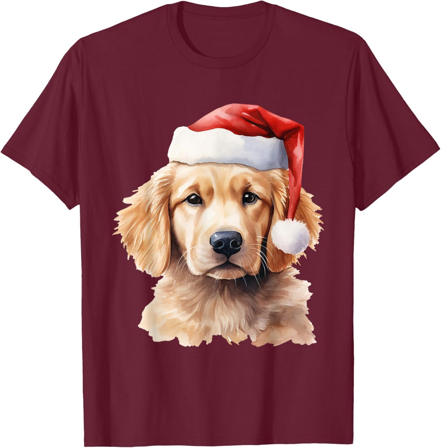 Golden Retriever Christmas Winter Dog T-Shirt - T-Shirt | Maroon