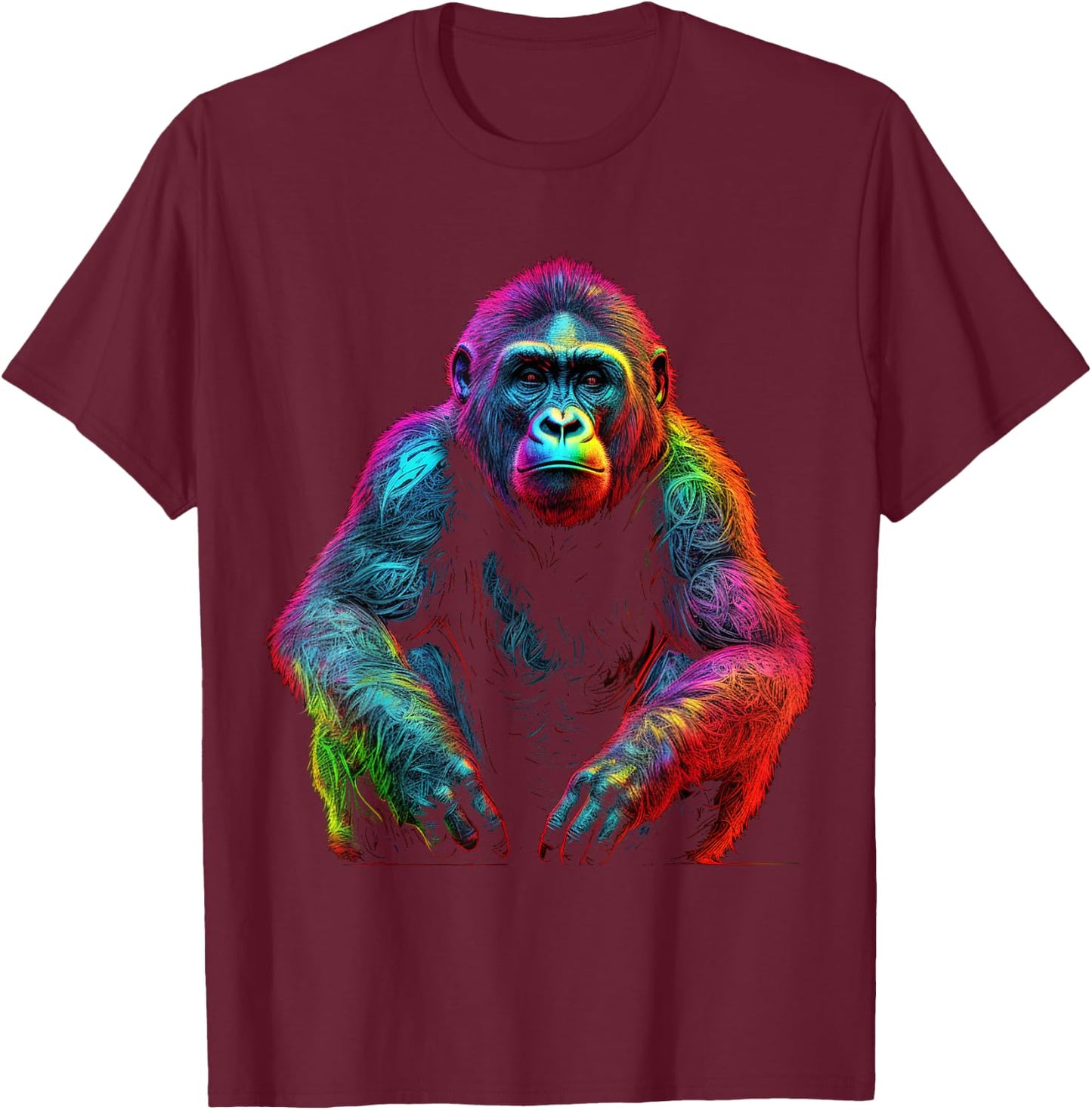 Monkey Colourful Art Animal Creative Animal Motif Monkey T-Shirt - T-Shirt | Maroon