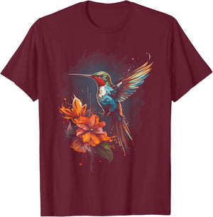 Hummingbird Animal Bird lover T-Shirt - T-Shirt | Maroon