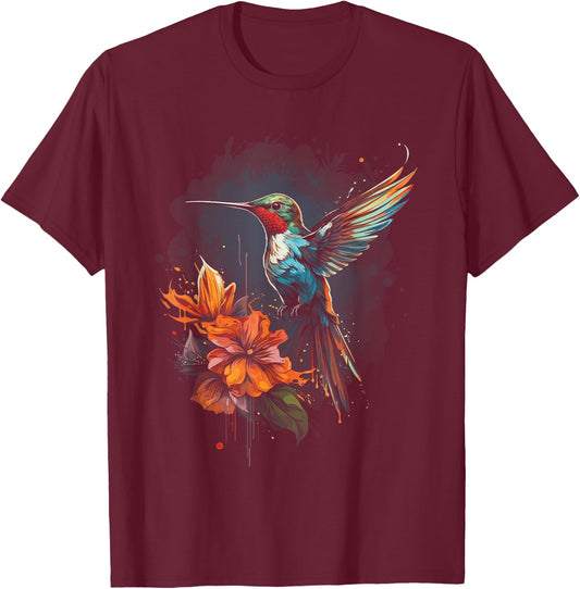 Hummingbird Animal Bird lover T-Shirt - T-Shirt | Maroon