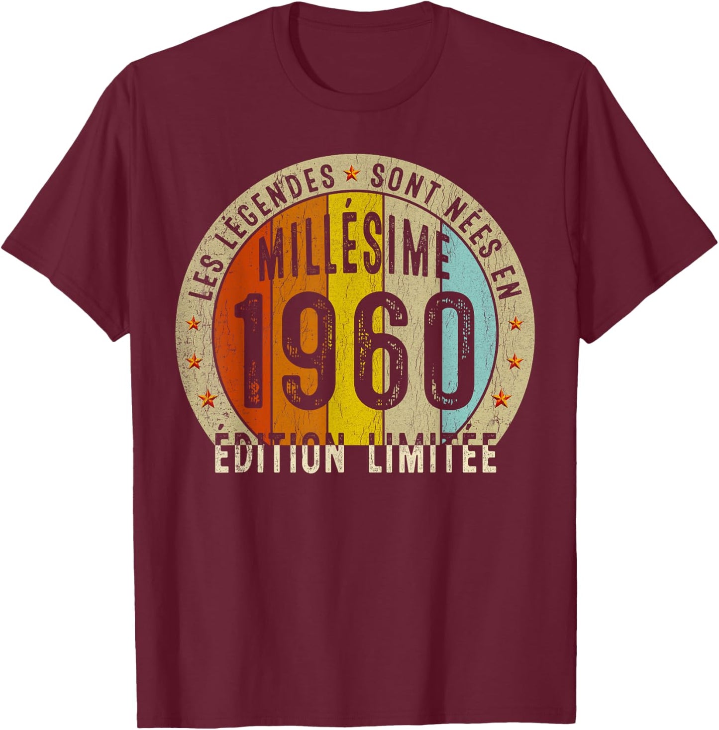 Vintage 1960 65 Years Man 65 Years Birthday Man Humour T-Shirt - T-Shirt | Maroon