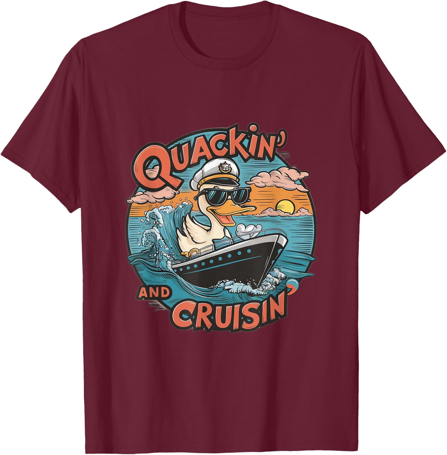 Funny Duck Hunting Hiding, cruise duck hunter, cruise ship T-Shirt - T-Shirt | Maroon