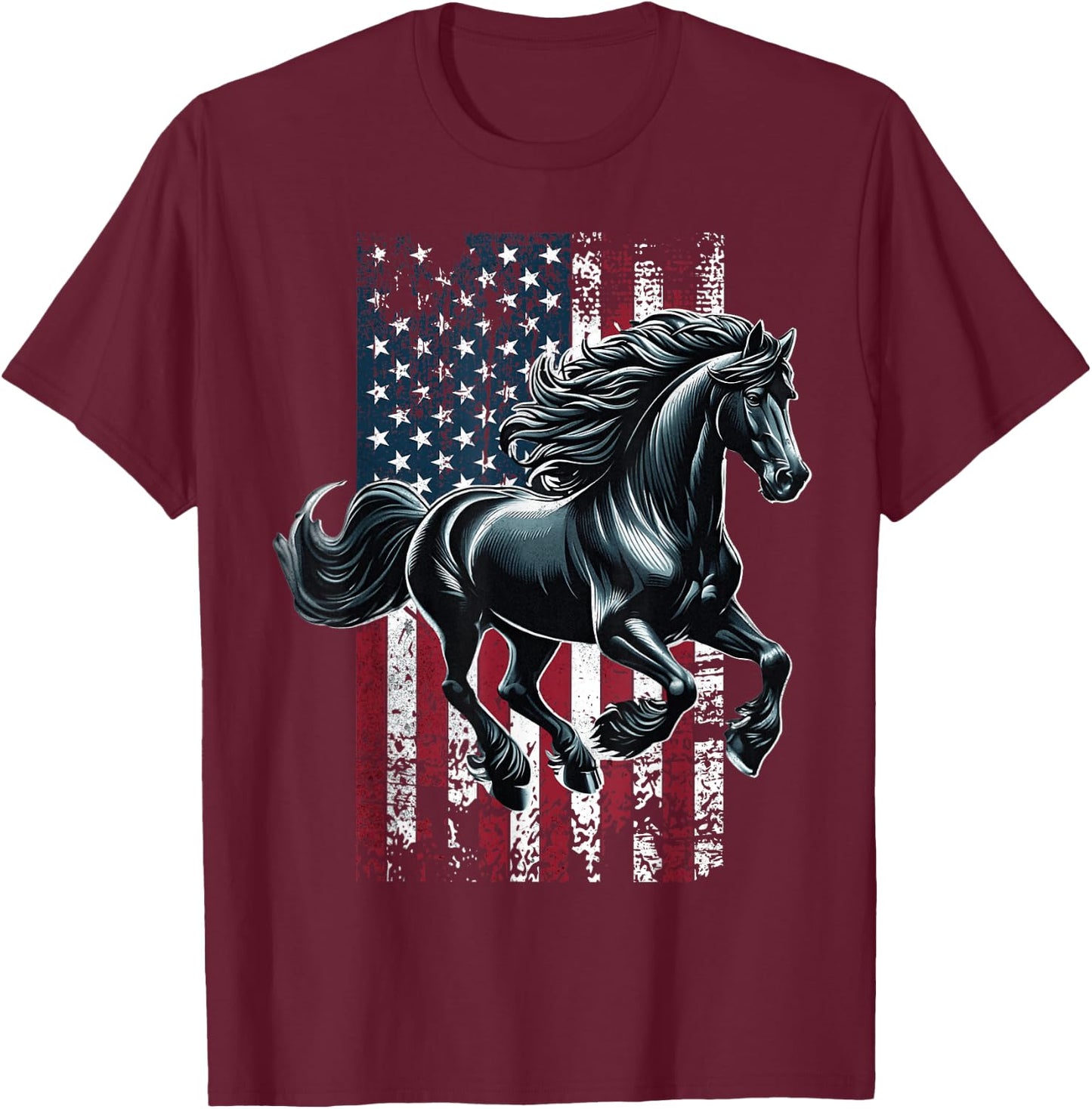 American Friesian Horse US Friesian Horse T-Shirt - T-Shirt | Maroon