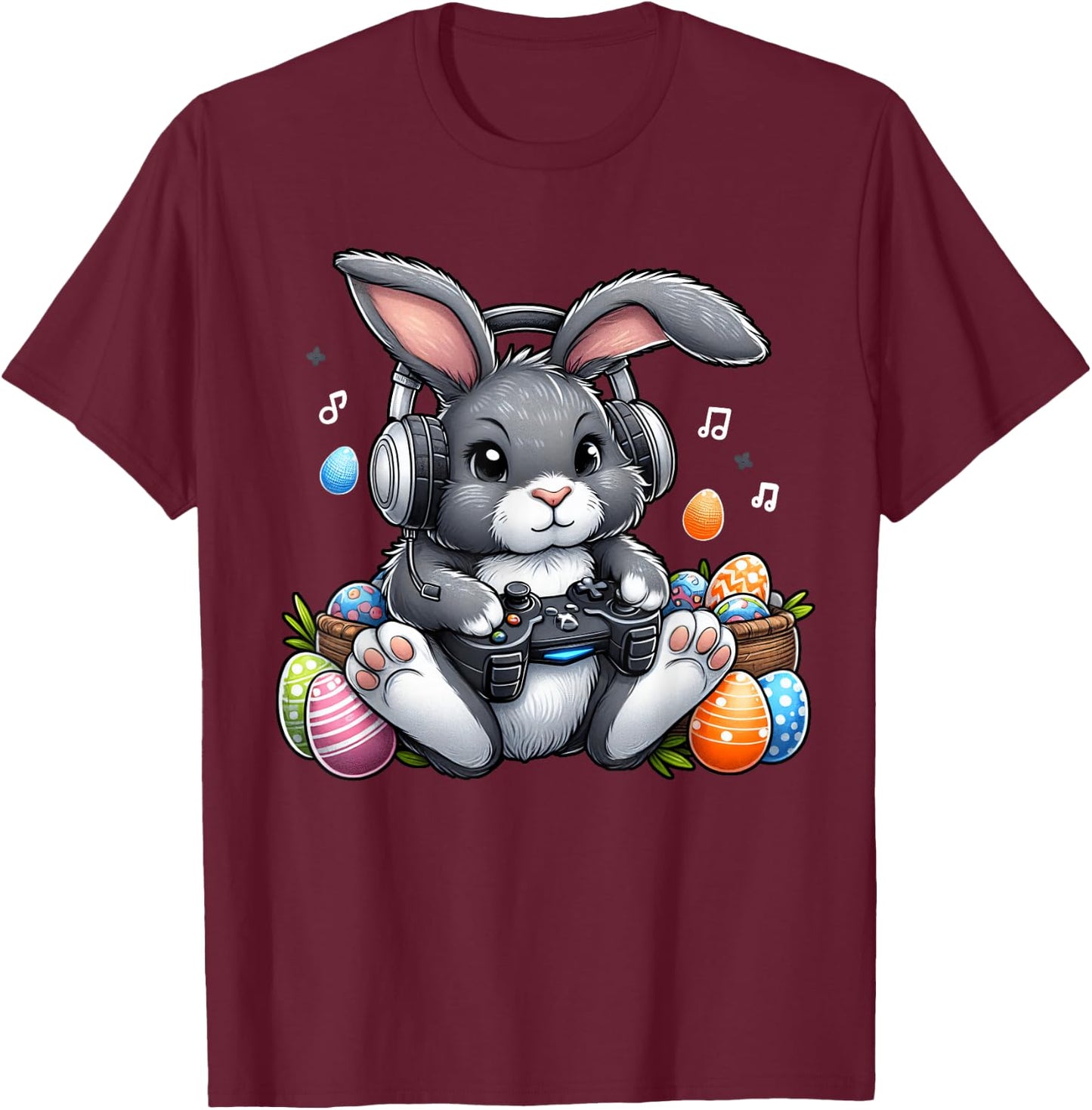 Video Games Easter Day Bunny Rabbit Gaming Men Women Kids T-Shirt - T-Shirt | Maroon