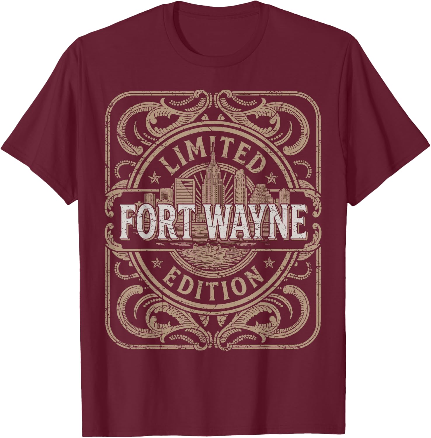Fort Wayne Vintage Fort Wayne Indiana T-Shirt - T-Shirt | Maroon