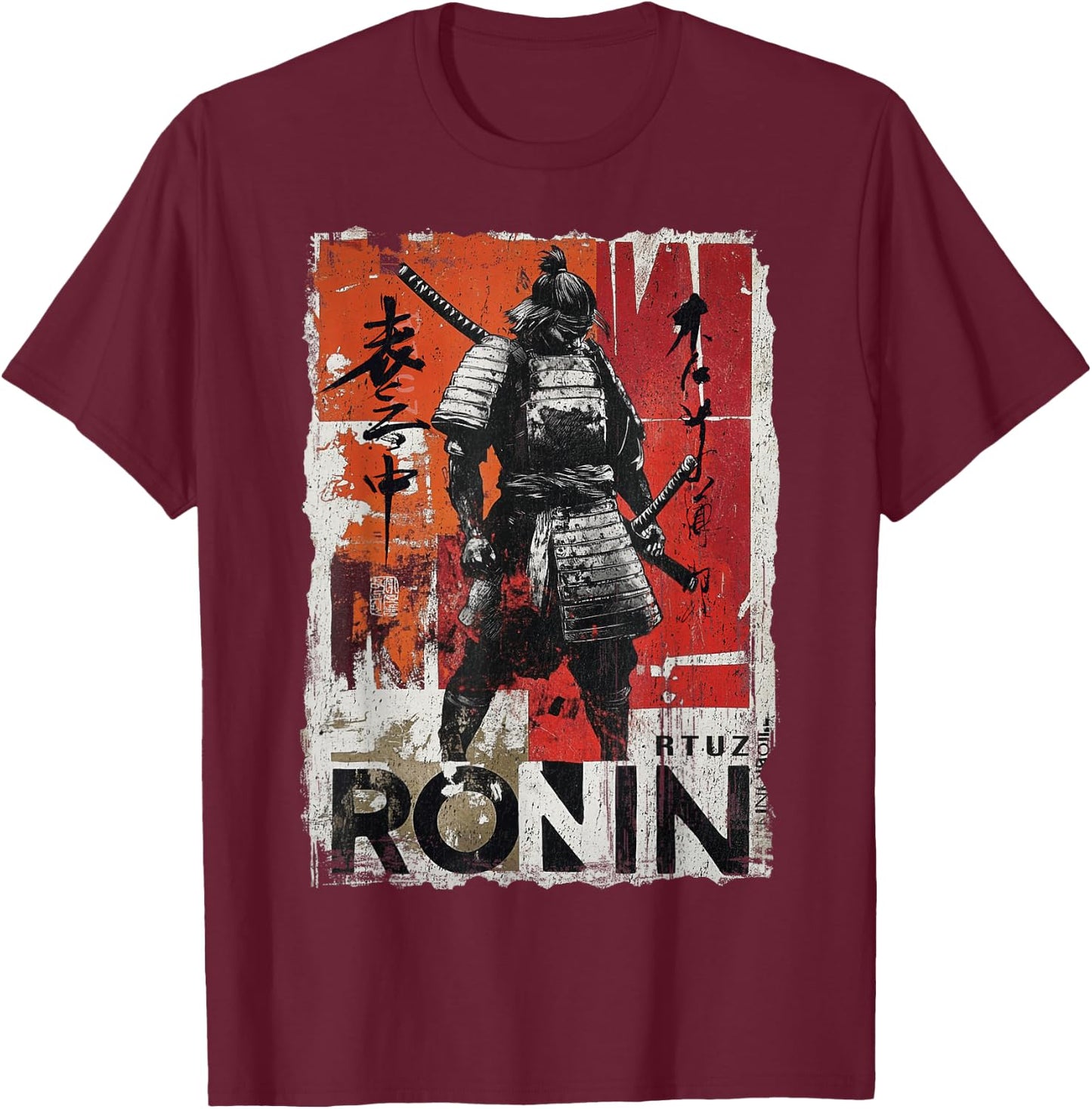 Samurai Sword Katana Ninja Japan Manga Anime Streetwear , black T-Shirt - T-Shirt | Maroon