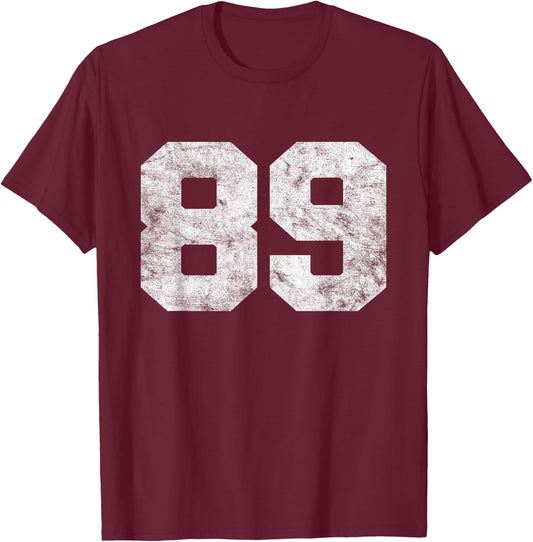 Vintage Lucky Number 89 Birthday Sports Player Team Athlete T-Shirt - T-Shirt | Maroon