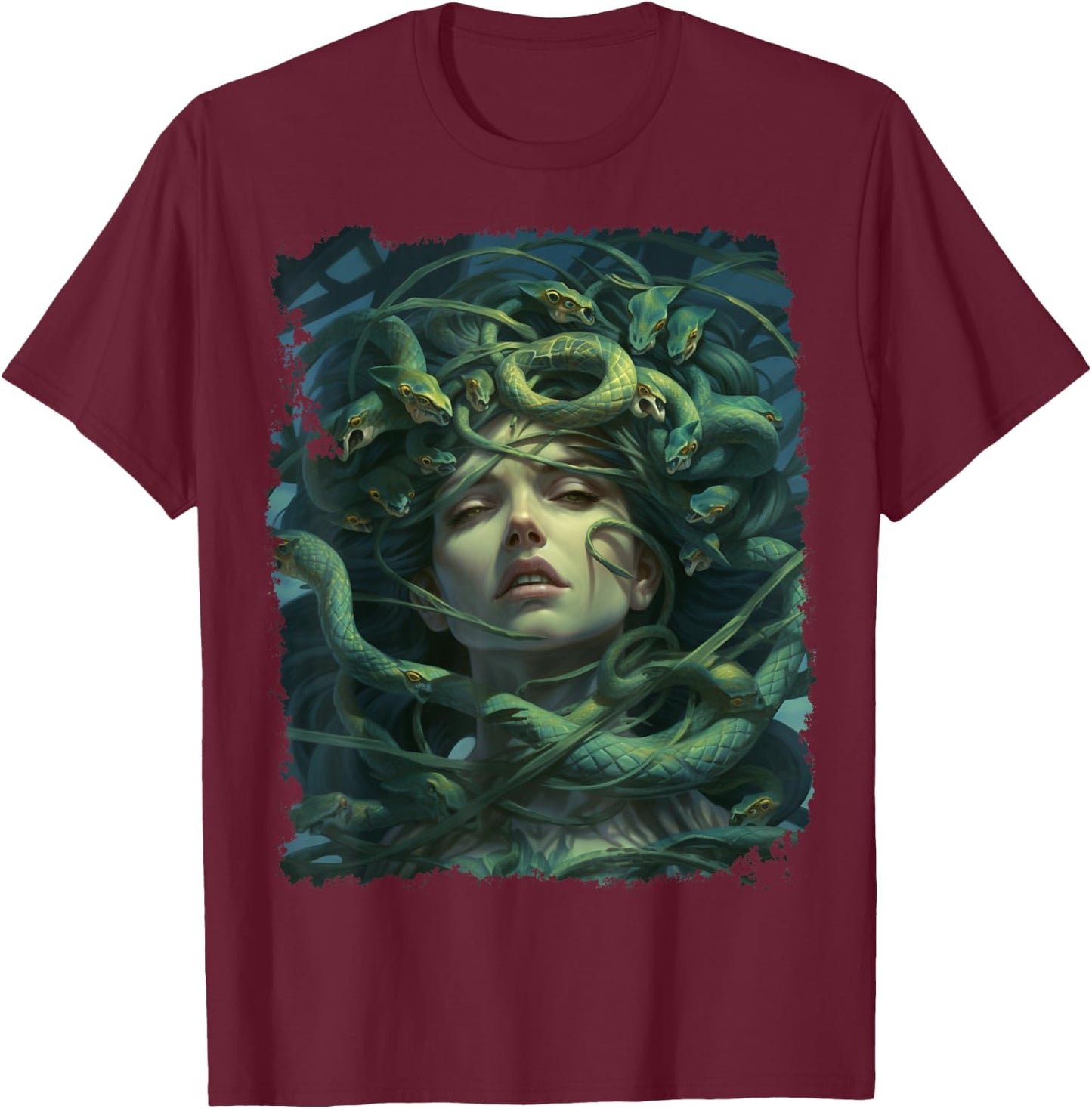 Medusa Snakes T-Shirt - T-Shirt | Maroon