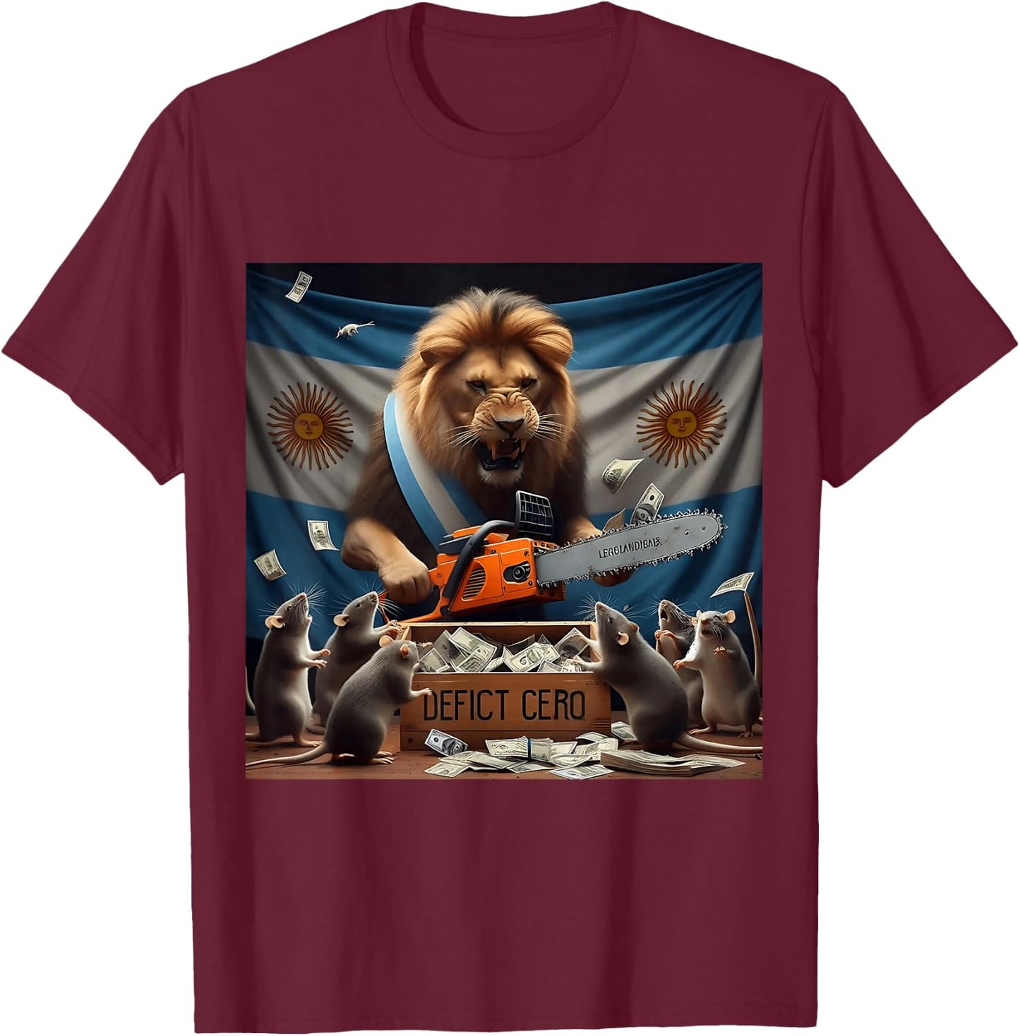 Zero Deficit - Viva la Libertad Carajo - Javier Milei , Black, S T-Shirt - T-Shirt | Maroon