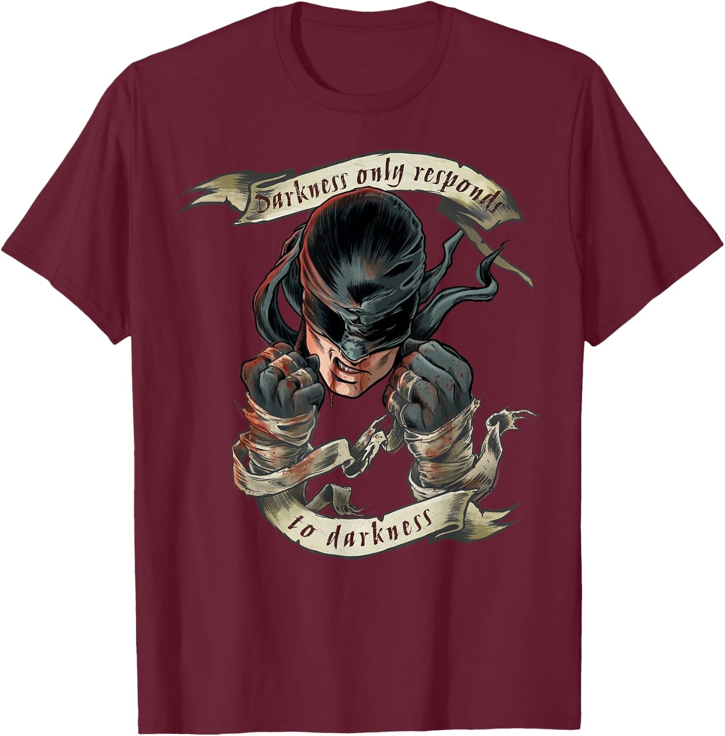 Marvel Daredevil Darkness Responds Graphic T-Shirt - T-Shirt | Maroon