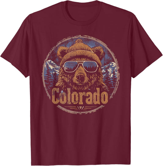 Colorado - Vintage Mountain Hiking Hiker Camping Camper Ski T-Shirt - T-Shirt | Maroon