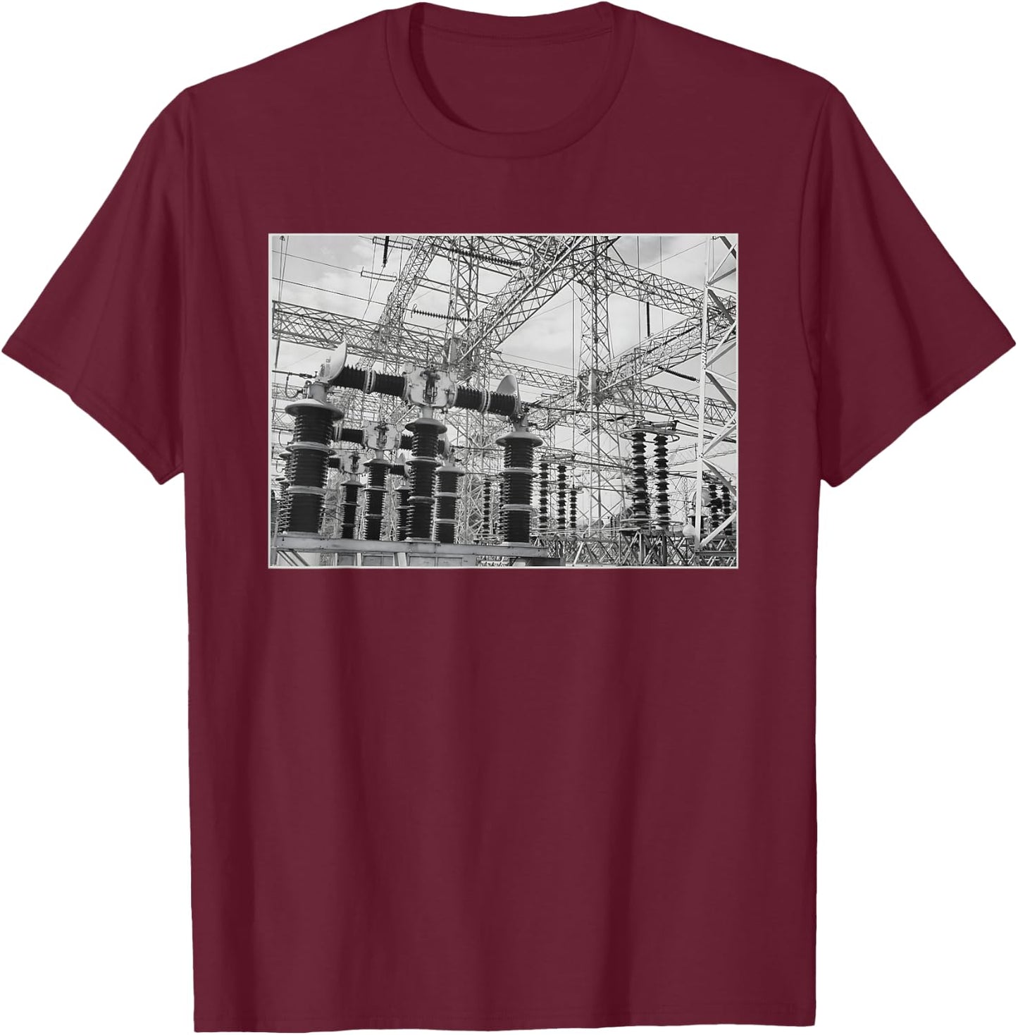 Electrical Wires of the Hoover Dam T-Shirt - T-Shirt | Maroon