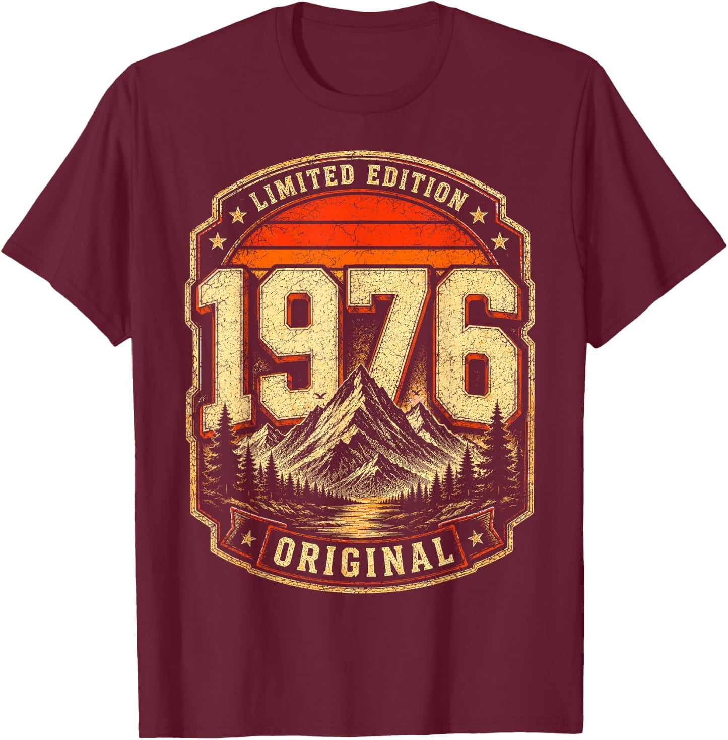 50th Birthday Man Woman 50 Years 1976 Decorative Gift Funny T-Shirt - T-Shirt | Maroon