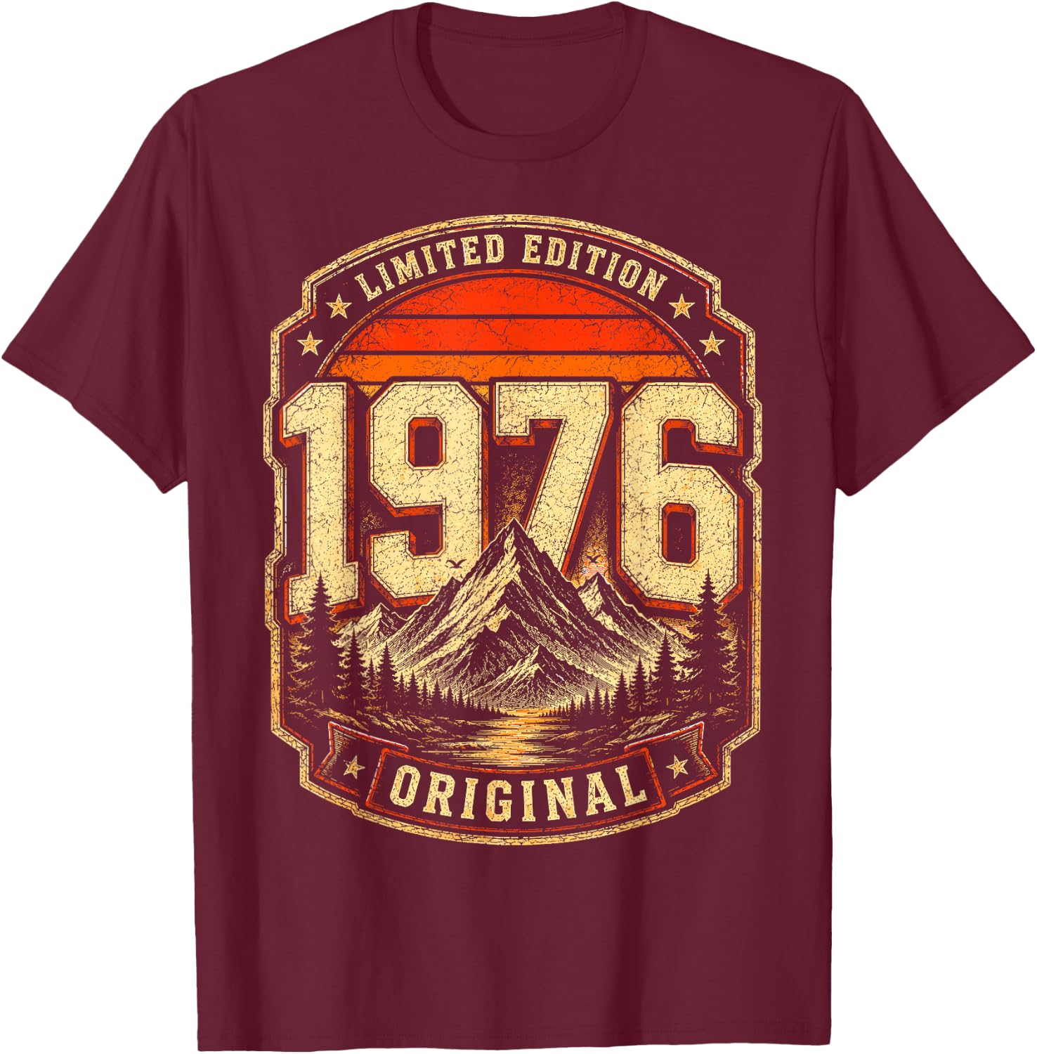 50th Birthday Man Woman 50 Years 1976 Decorative Gift Funny T-Shirt - T-Shirt | Maroon
