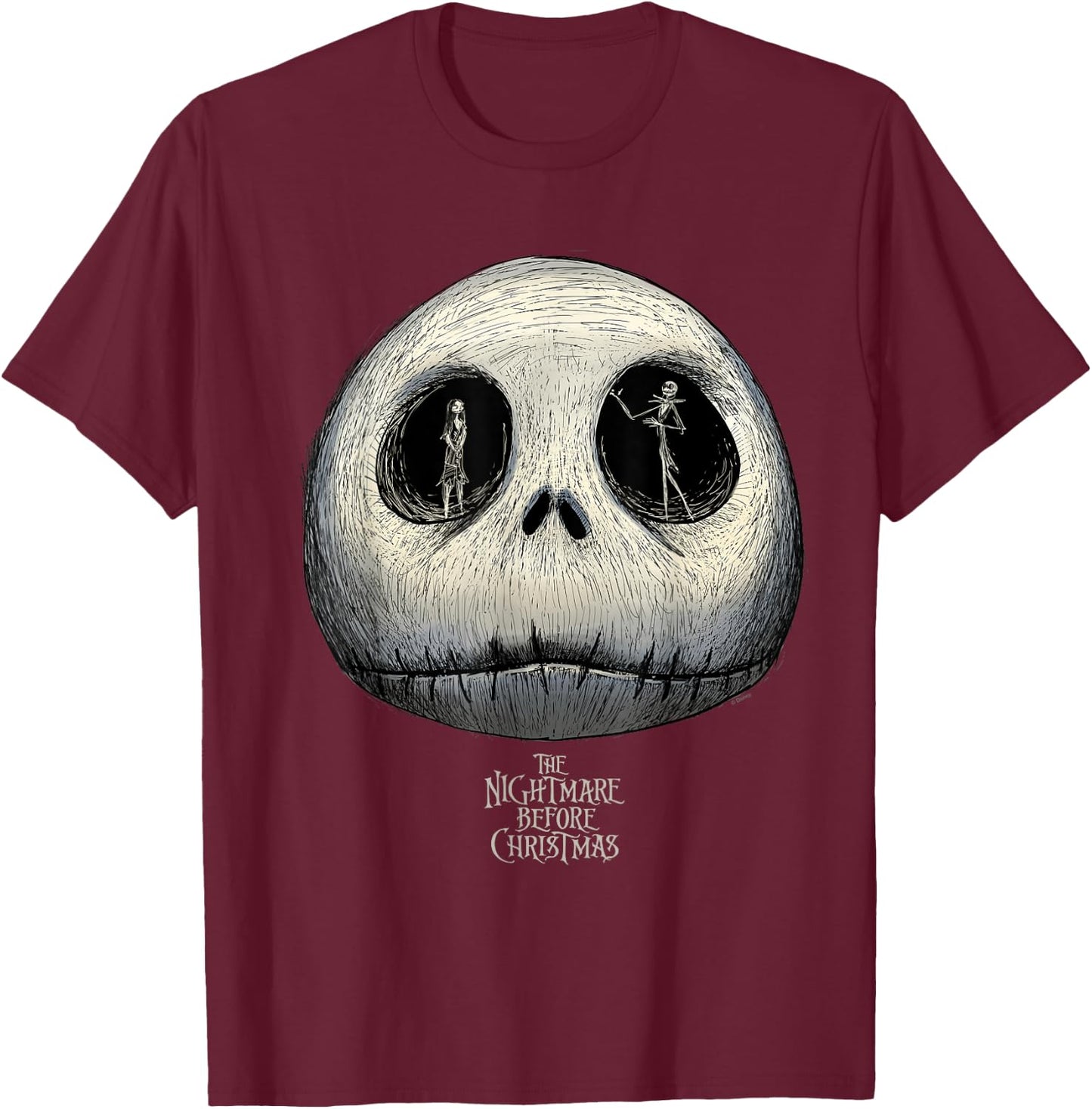 The Nightmare Before Christmas Jacks Eyes , black T-Shirt - T-Shirt | Maroon