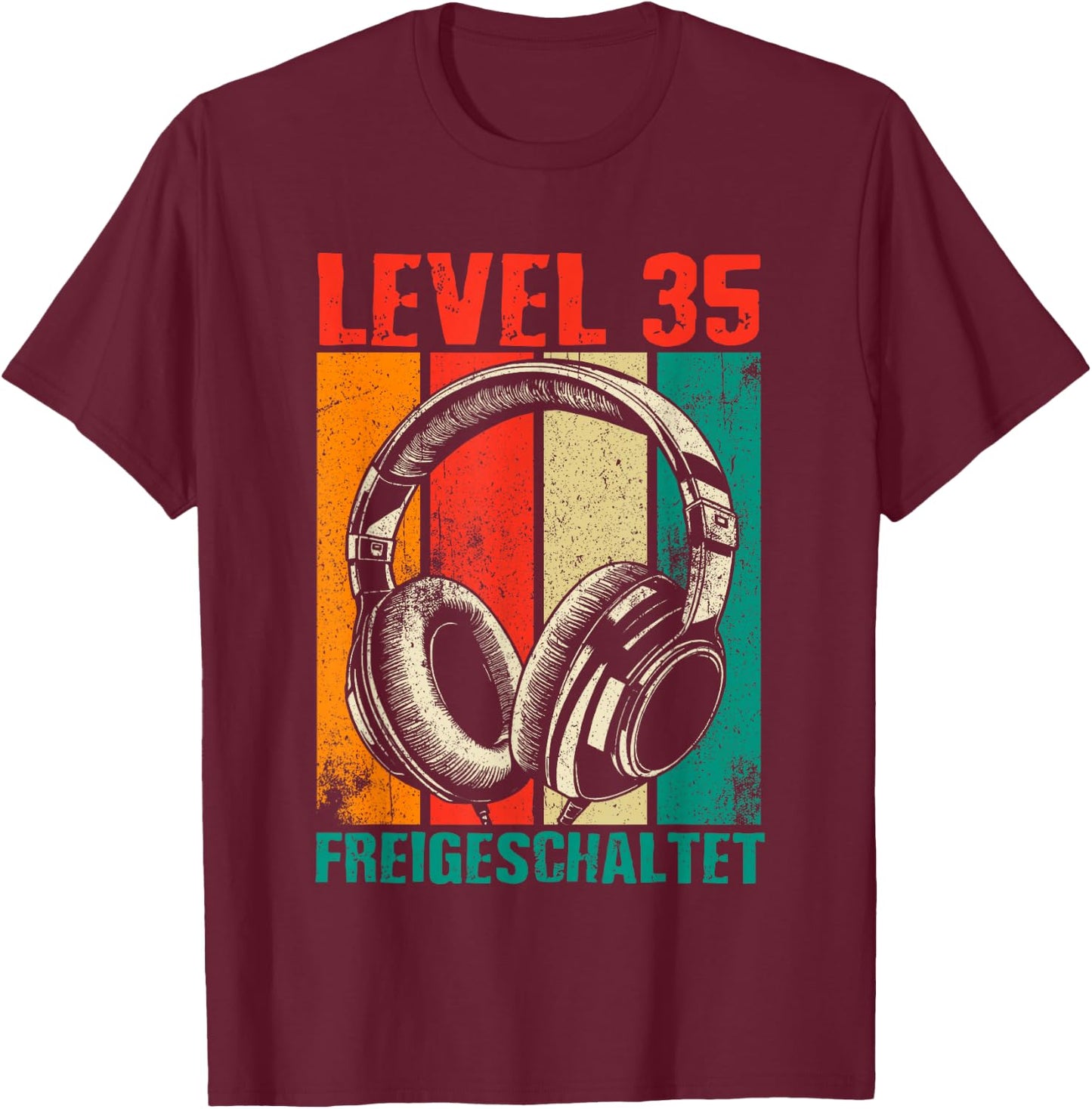 35th Birthday Men's Video Gamer Level 35 Unlocked Man , black T-Shirt - T-Shirt | Maroon