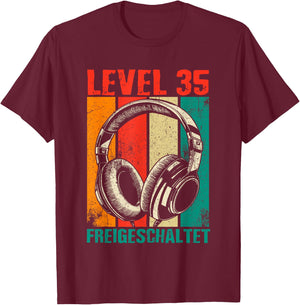 35th Birthday Men's Video Gamer Level 35 Unlocked Man , black T-Shirt - T-Shirt | Maroon