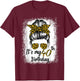 Bleached Messy Bun Women Sunflowers It's My 40th Birthday T-Shirt - T-Shirt | Maroon
