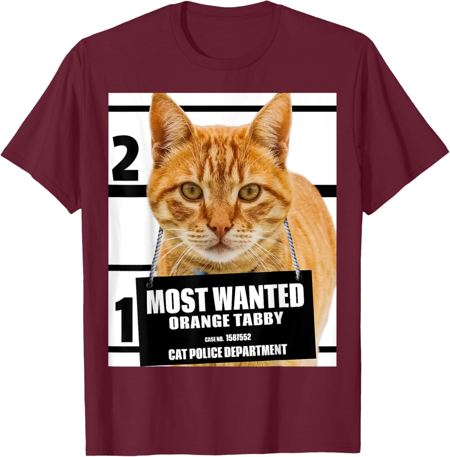 Most Wanted Orange Tabby Cat - Feline Shirts T-Shirt - T-Shirt | Maroon