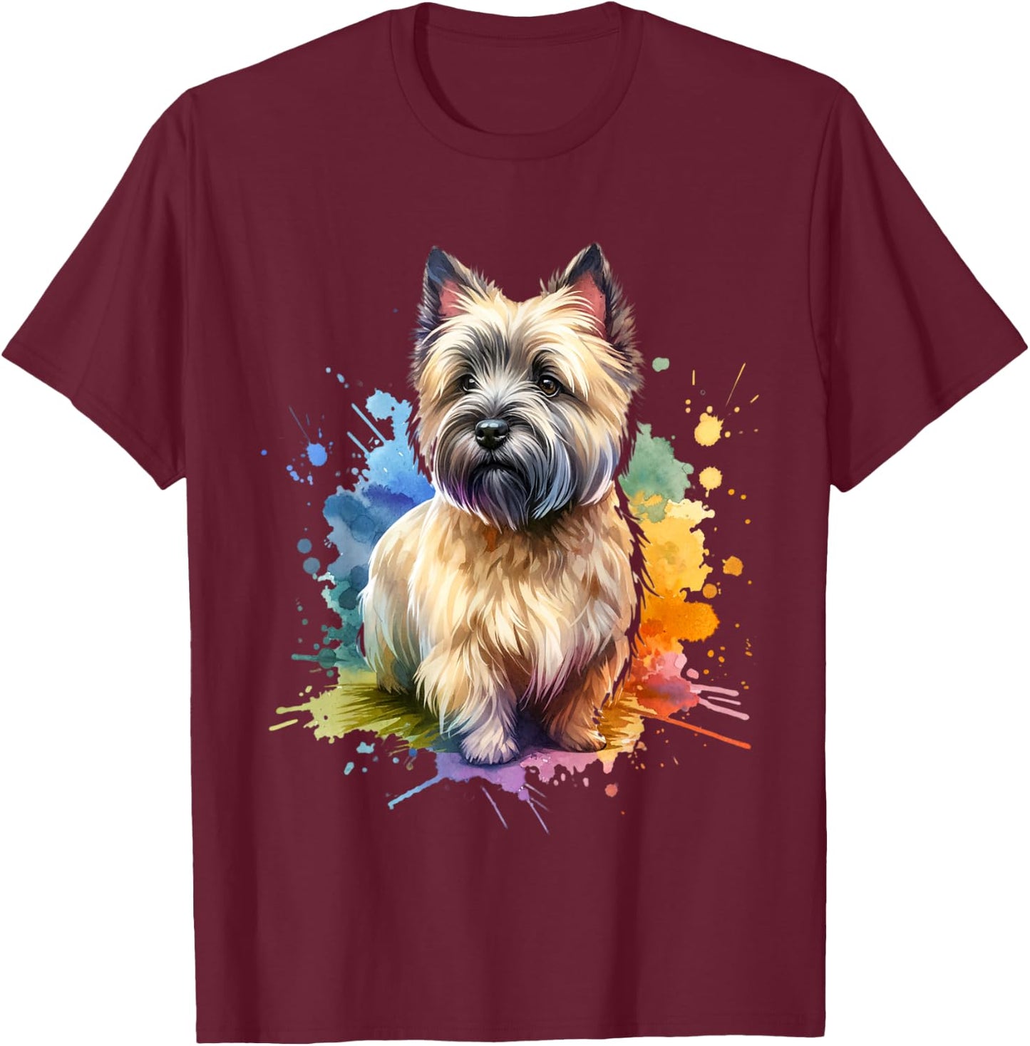 Cairn Terrier Dog Artwork T-Shirt - T-Shirt | Maroon