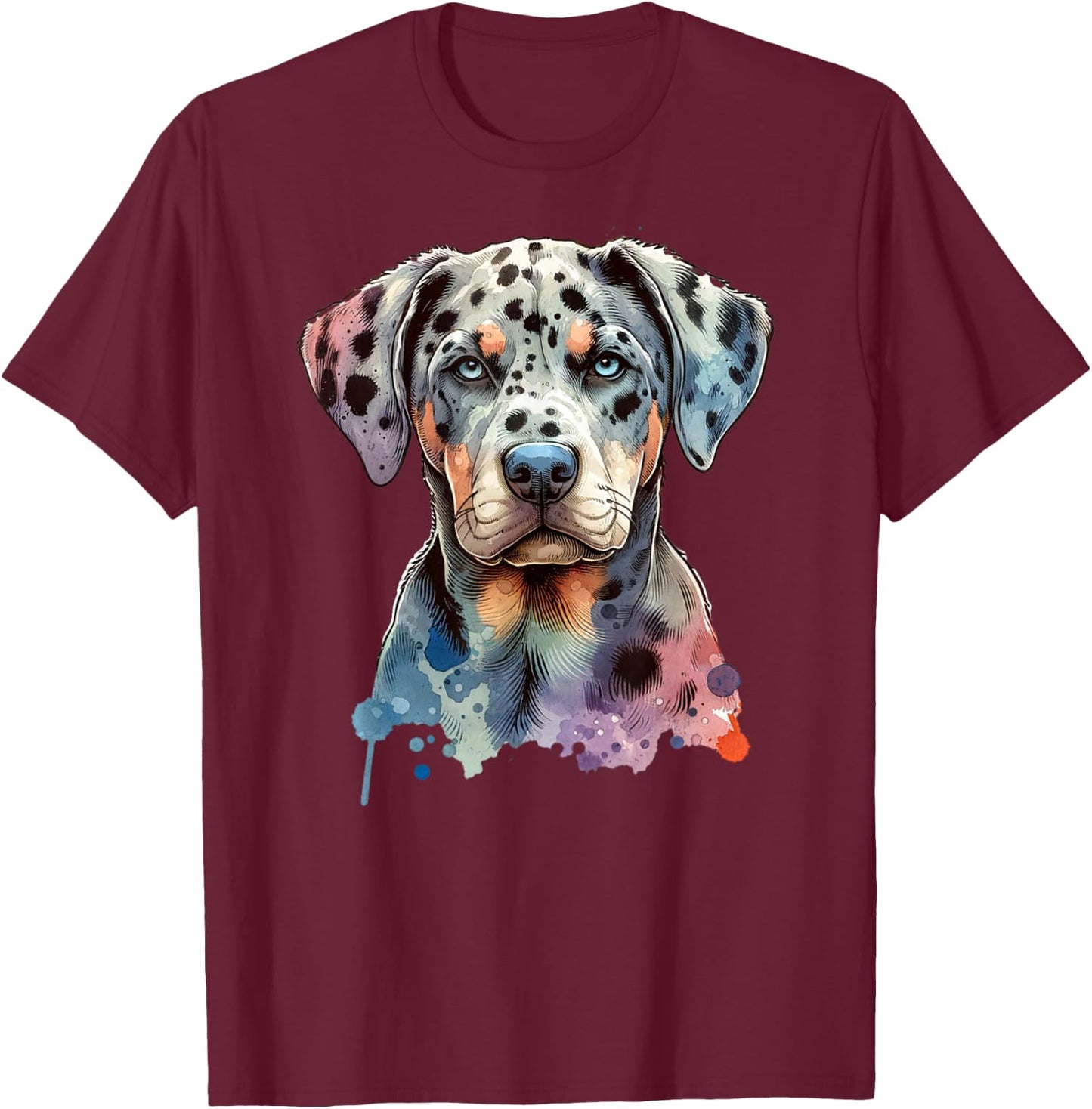 Catahoula Leopard Dog Artwork T-Shirt - T-Shirt | Maroon