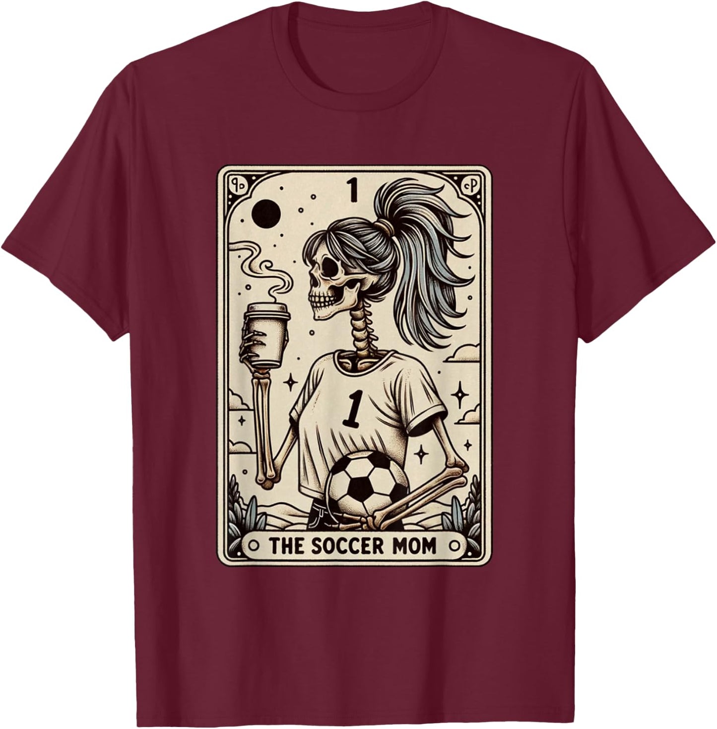 Carte de tarot de football pour maman, vintage, Halloween, Soccer Mama T-Shirt - T-Shirt | Maroon