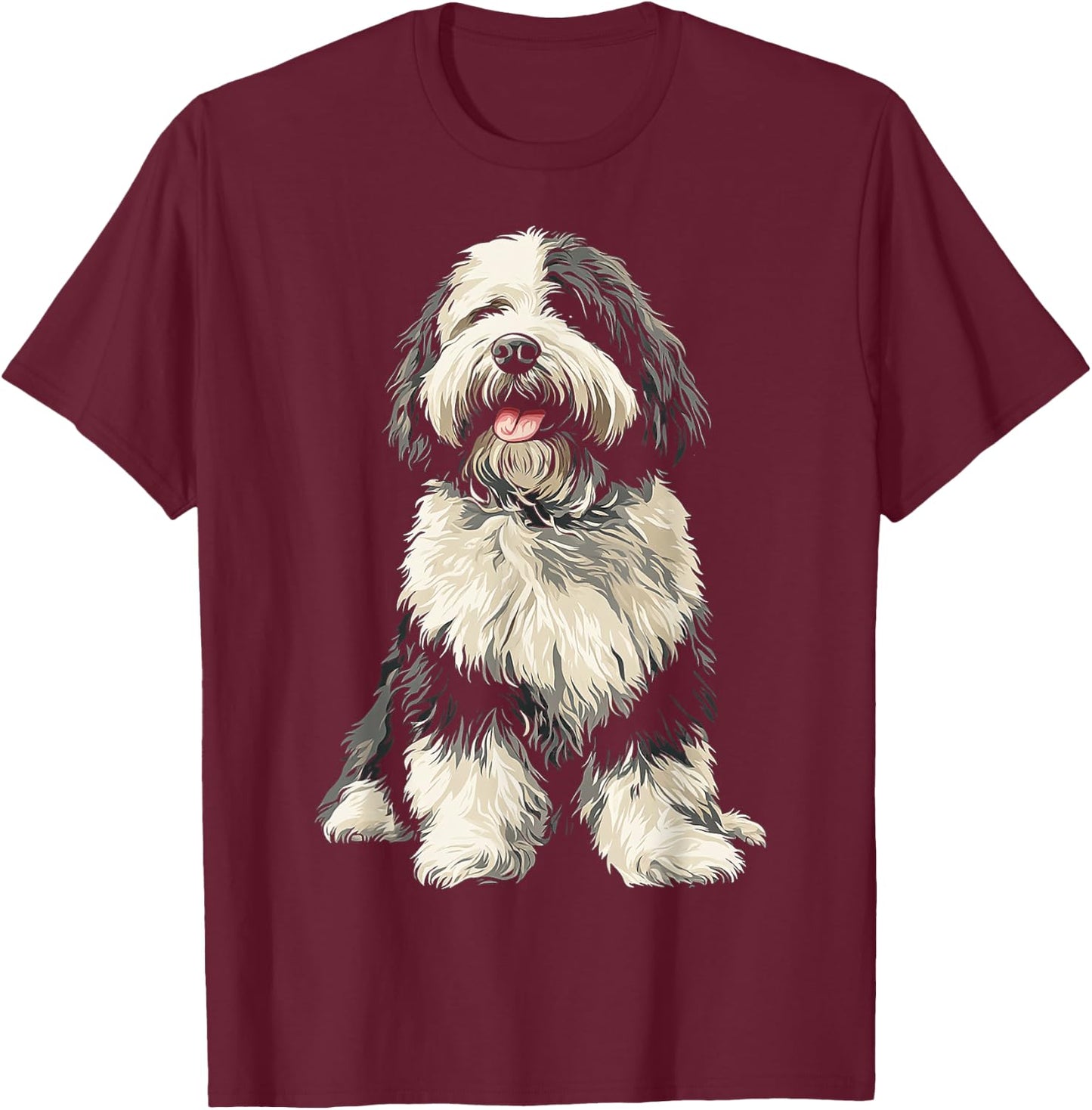 Old English Sheep Dog Dog Pet Artwork Old English Sheep Dog Women Kids T-Shirt - T-Shirt | Maroon