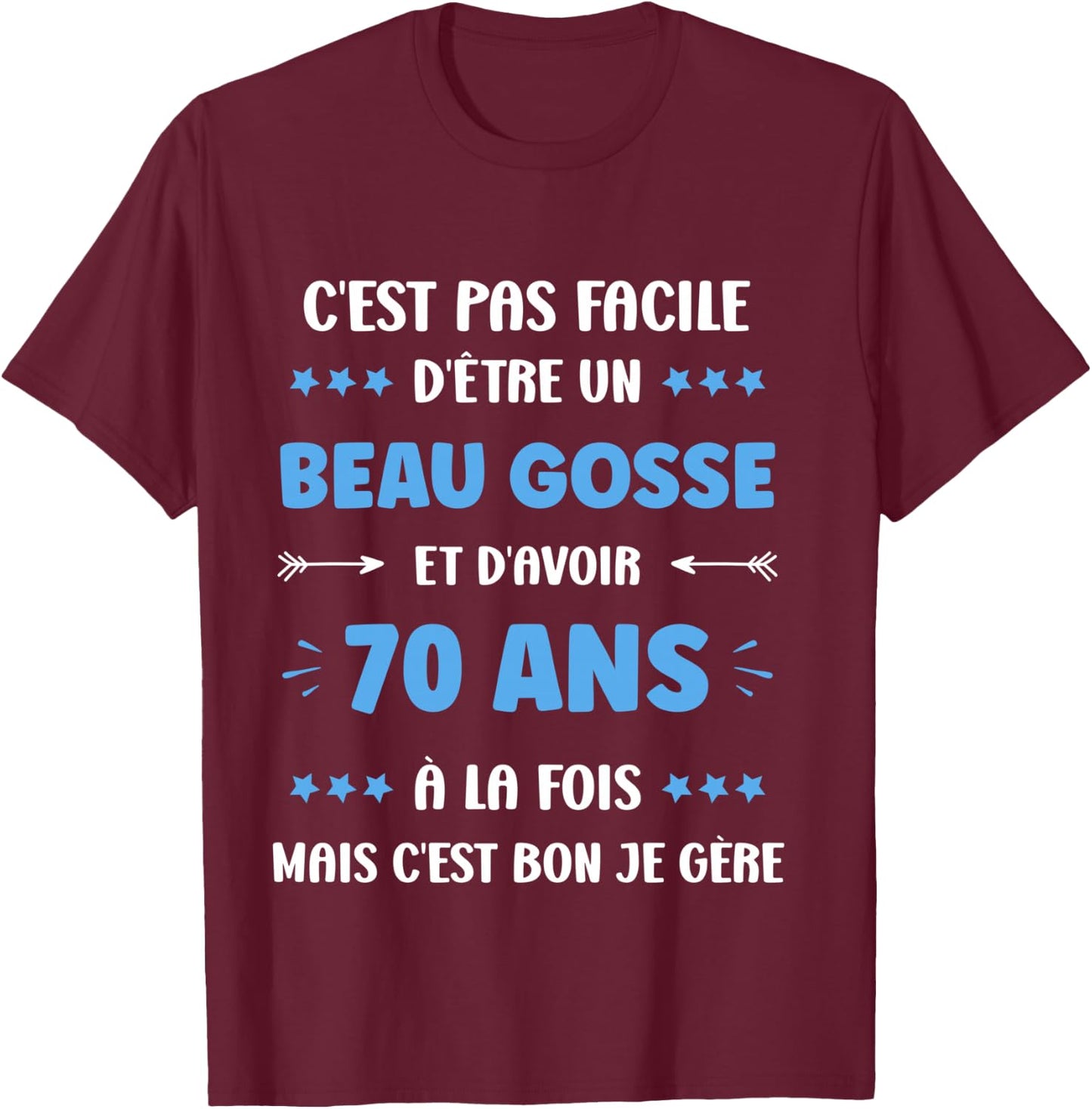 Humor 70th Birthday Man 70 Years , Black, S T-Shirt - T-Shirt | Maroon